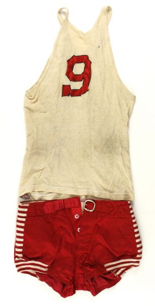 1930s circa Game Worn Basketball Uniform w/ 2 Jerseys & Satin Trunks
