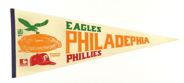 1967 Philadelphia Eagles / Phillies Veterans Stadium 29” Full Size Pennant