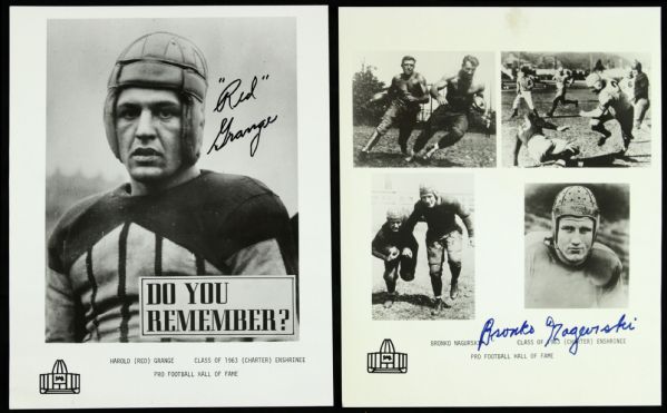 1970s Red Grange Bronko Nagurski Chicago Bears Signed 8" x 10" Hall of Fame Photo - Lot of 2 (JSA)