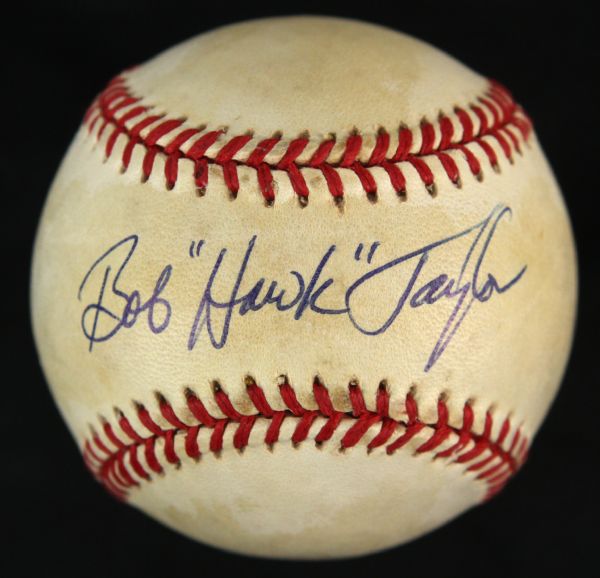 1989-94 Bob Hawk Taylor Milwaukee Braves New York Mets Signed ONL Baseball (JSA)