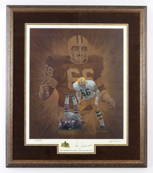 1998 Ray Nitschke Green Bay Packers Signed 24" x 28" Framed Lithograph (JSA) 474/550 