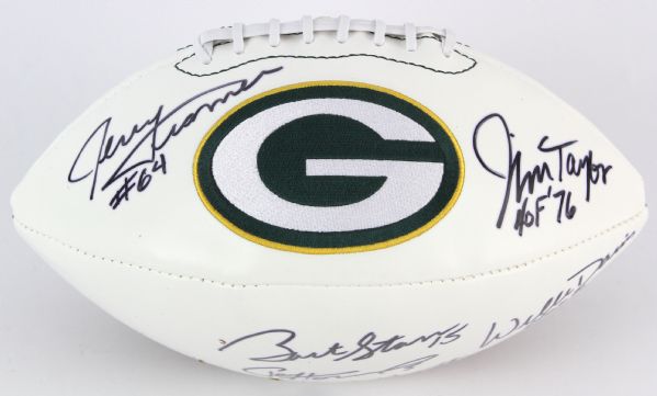 2000s Bart Starr Forrest Gregg Paul Hornung Willie Davis Jim Taylor Jerry Kramer Green Bay Packers Signed Football (JSA)