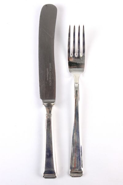 1939-1945 WW2 German Silverware Fork and Knife Set That Belonged To Bernard Rust the Reich Minister of Science, Education, and Popular Culture, States Pattern