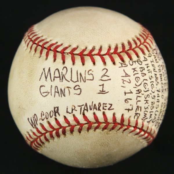 1997 (September 30) Florida Marlins San Francisco Giants ONL Coleman NLDS Game 1 Used Baseball (MEARS LOA) 1st Postseason Win in Franchise History