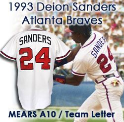 1993 Deion Sanders Atlanta Braves Game Worn Home Jersey (MEARS A10)