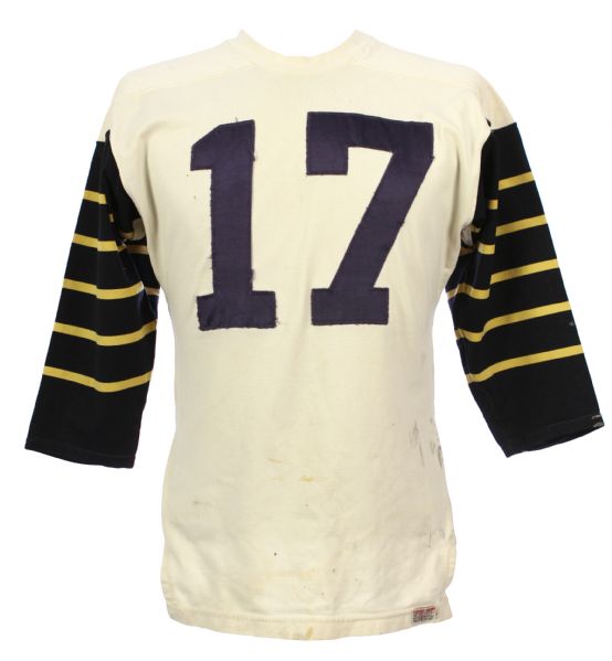 1960s circa Game Worn #17 White Durene Football Jersey (MEARS LOA)