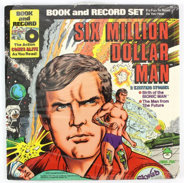 1977 Six Million Dollar Man Book & Record Set (LP) Old Store Stock (Sealed)