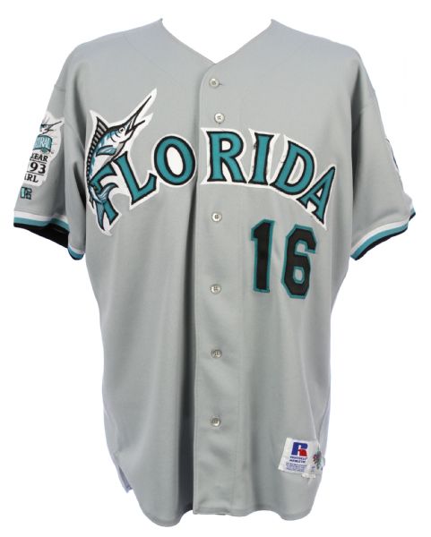 1993 Geronimo Berroa Florida Marlins Game Worn Road Jersey (MEARS LOA) Inaugural Season