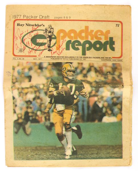 1977 Ray Nitschke Green Bay Packers Signed & Inscribed Packer Report Newspaper (MEARS LOA) 