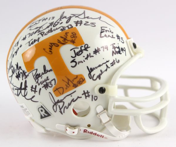 1995 Tennessee Volunteers Team Signed Mini Helmet w/ 32 Signatures Including Peyton Manning, Leonard Little, Peerless Price & More 