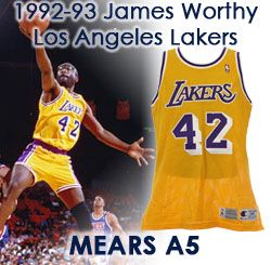 1992-93 James Worthy Los Angeles Lakers Game Worn Home Jersey (MEARS LOA)