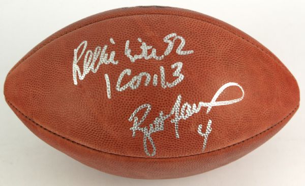 1997 Reggie White Brett Favre Green Bay Packers Dual Signed Super Bowl XXXI Tagliabue Football (JSA)