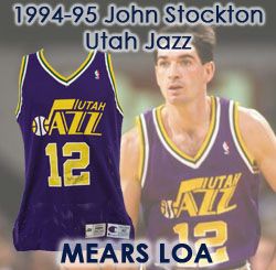 1994-95 John Stockton Utah Jazz Signed Game Worn Road Jersey (MEARS LOA) 