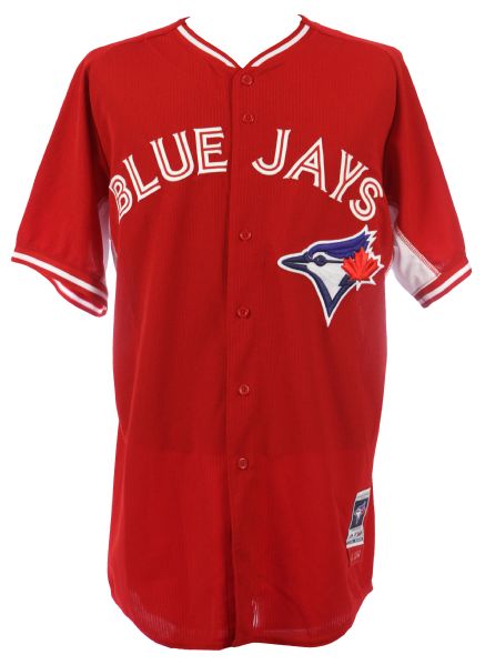2014 (August 10) JA Happ Toronto Blue Jays Game Worn Canada Day Alternate Jersey (MEARS LOA/MLB Hologram)