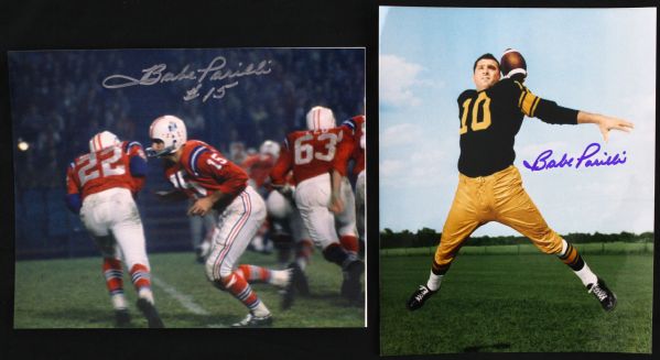 1990s Babe Parilli New England Patriots Signed 8" x 10" Photo - Lot of 2 (JSA)