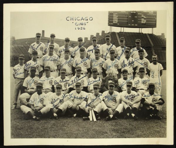 1956 Chicago Cubs Team Signed 8"x 10" Photo w/ 32 Signatures Including Ernie Banks, Monte Irvin & More (Full JSA Letter)