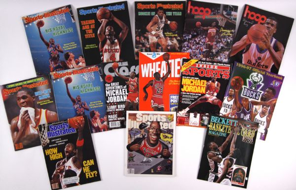 1980s-2000s NBA Publication Collection - Lot of 14 w/ Michael Jordan, Dominique Wilkins, Bernard King & More