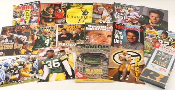 1990s-2000s Green Bay Packers Memorabilia Collection - Lot of 18 w/ Publications, Photos & Flag
