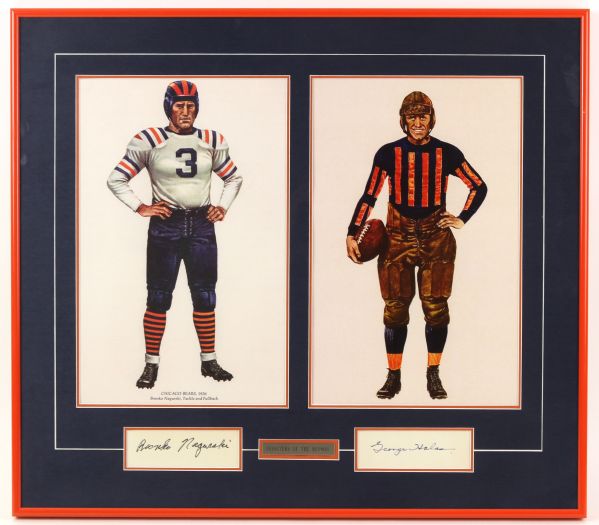 1970s George Halas Bronko Nagurski Chicago Bears Signed 21" x 24" Framed "Monsters of the Midway" Display (JSA)