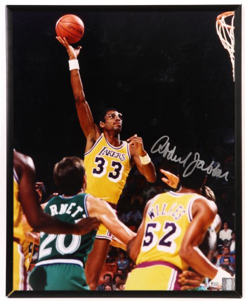 1980s Kareem Abdul Jabbar Los Angeles Lakers Signed 16" x 20" Framed Photo (JSA)