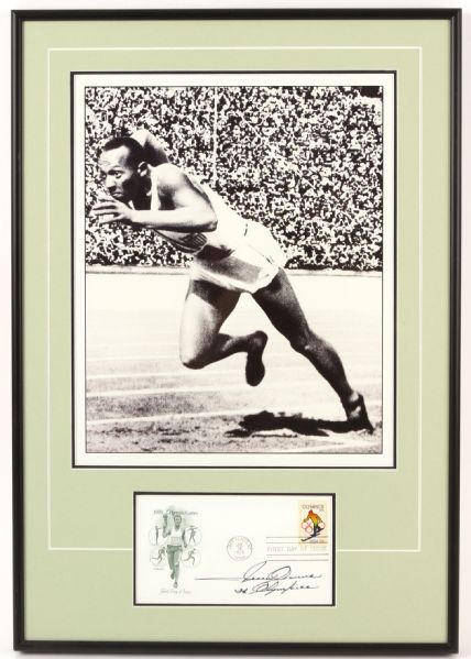 1976 Jesse Owens Olympic Gold Medalist Signed 15" x 21" Framed Display (JSA)