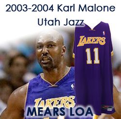 2003-04 Karl Malone Los Angeles Lakers Game Worn Road Jersey (MEARS LOA)