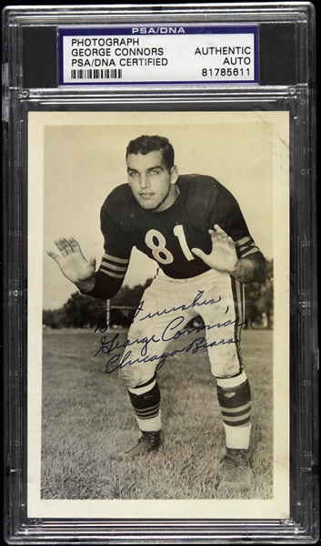 1948-55 George Connor Chicago Bears Signed 3 1/2" x 5 1/2" Photo (PSA/DNA Slabbed)