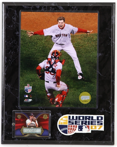 2007 Jonathan Papelbon Boston Red Sox 12" x 15" World Series Champions Wall Display w/ Signed Americas Pastime Trading Card