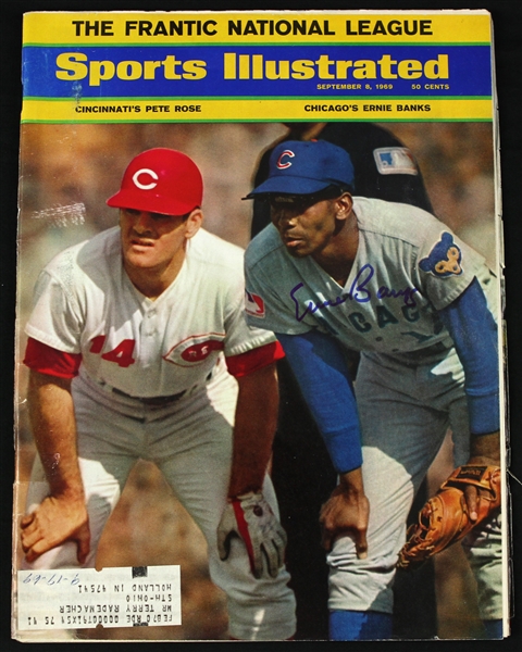 1969 Ernie Banks Chicago Cubs Signed Sports Illustrated Magazine (JSA)