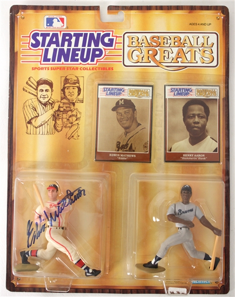 1989 Eddie Mathews Milwaukee Braves Signed MOC Starting Lineup Baseball Greats Action Figure (JSA)