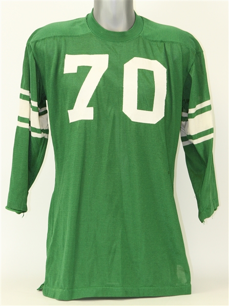 1960s circa Green Durene #70 Game Worn LaSalle Products Football Jersey (MEARS LOA)