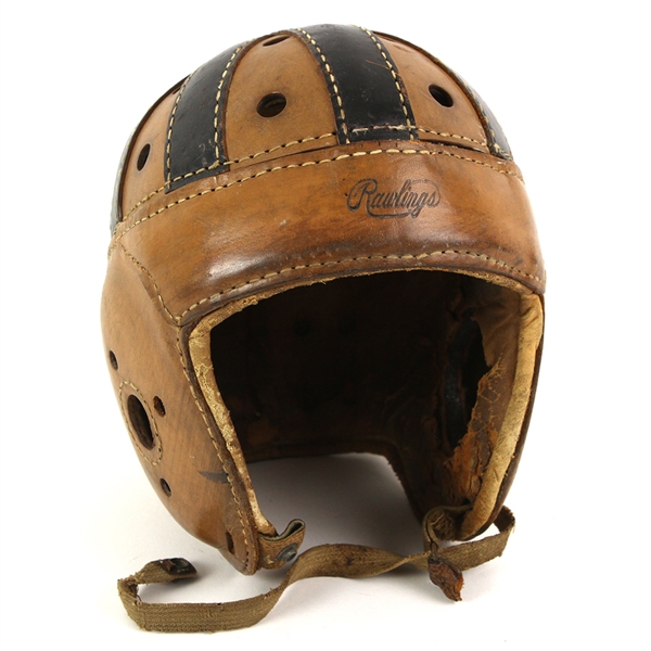 1930s Rawlings Game Worn Football Helmet w/ 8 Strap Suspension System (MEARS LOA)