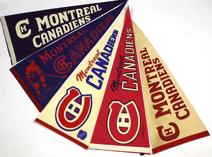 1950-1970 Montreal Canadiens 29” Hockey Pennant “1 example features Maurice Richard” (5)