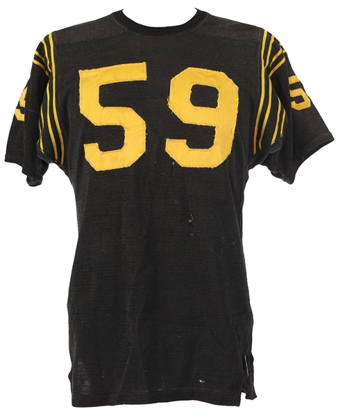 1960s Black #59 Game Worn Spanjian Durene Football Jersey (MEARS LOA)