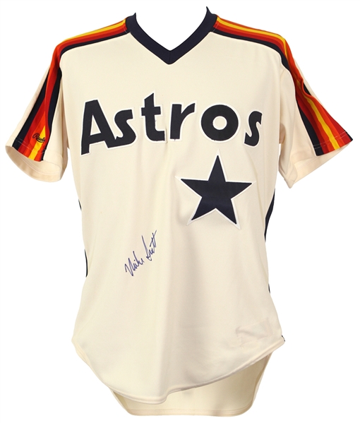 1988 Mike Scott Houston Astros Game Worn Autographed Cream Jersey (MEARS LOA, MLB Authentication holo, JSA)