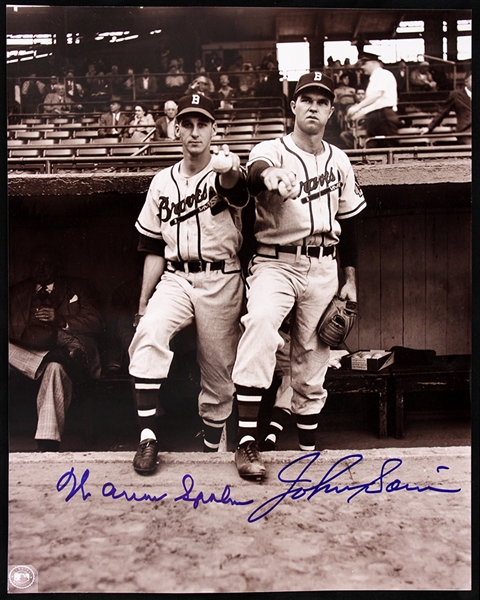 1946-51 Warren Spahn Johnny Sain Boston Braves Signed 8" x 10" Photo (JSA)