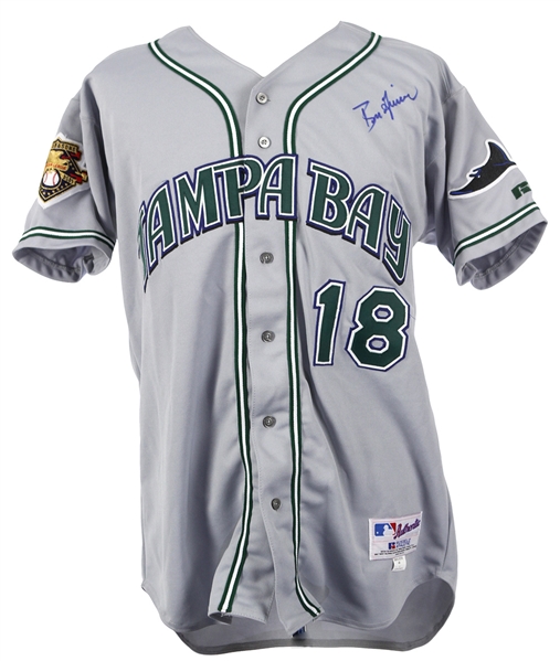 2001 Ben Grieve Tampa Bay Devil Rays Signed Game Worn Road Jersey (MEARS LOA, JSA)