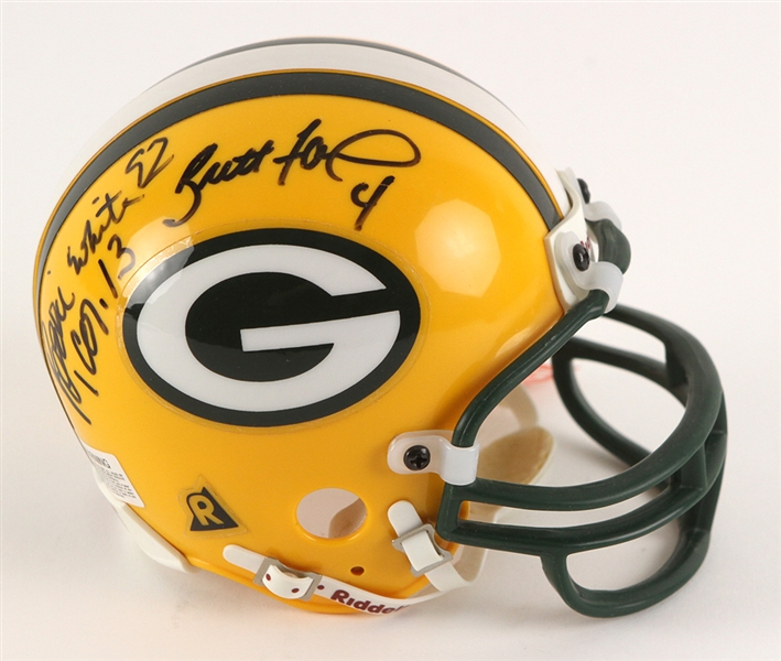 2000s Reggie White Brett Favre Green Bay Packer Signed Mini Helmet *JSA Full Letter*