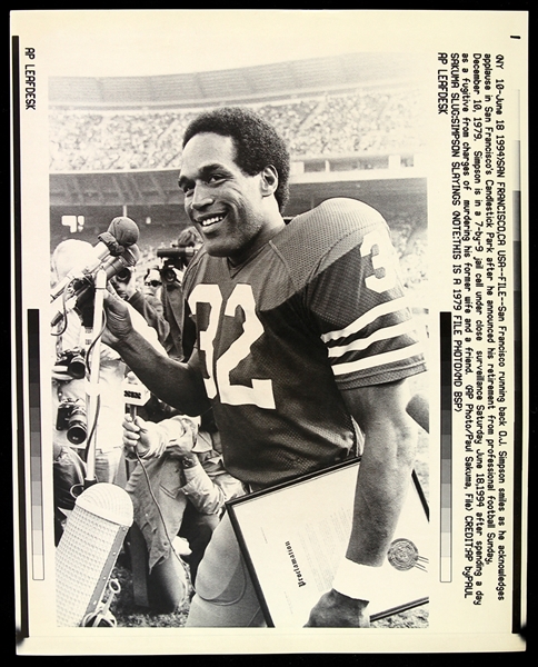 1994 OJ Simpson San Francisco 49ers 9" x 11" Laser Photo