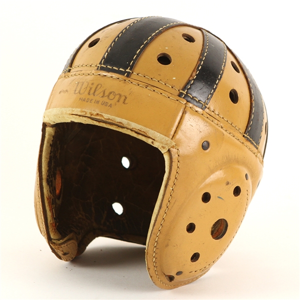 1940s Game Worn Wilson F2180 Leather Football Helmet w/ 8 Strap Suspension System (MEARS LOA)