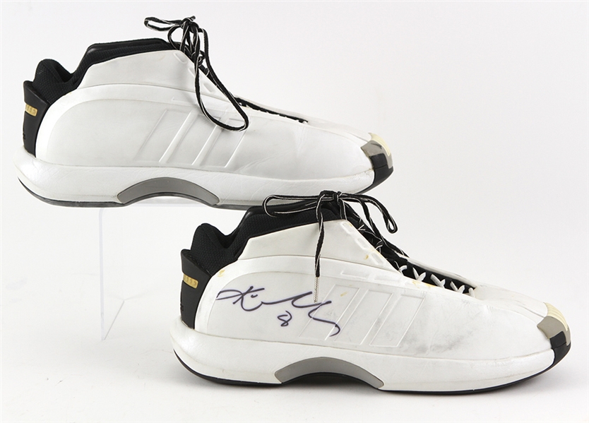 2000-01 Kobe Bryant Los Angeles Lakers Signed Game Worn Adidas Sneakers (MEARS LOA/JSA)