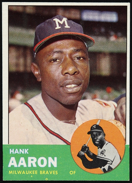 1963 Hank Aaron Milwaukee Braves #390 Topps Baseball Card 