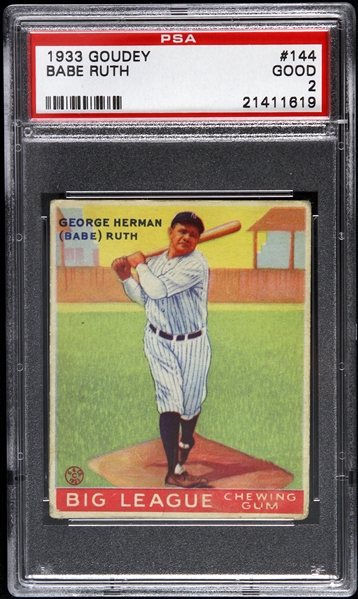 1933 Babe Ruth New York Yankees #144 Goudey Baseball Card (PSA GOOD 2)