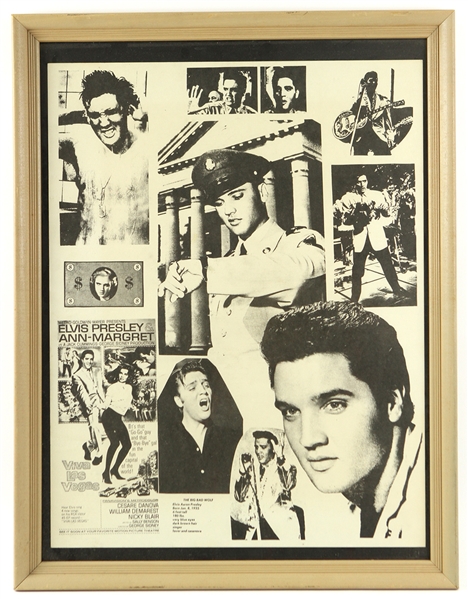 1960s Elvis Presley King of Rock N Roll 20" x 26" Framed Collage Poster