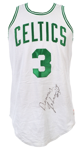 1980s Dennis Johnson Boston Celtics Multi Signed Home Jersey (MEARS LOA/JSA)