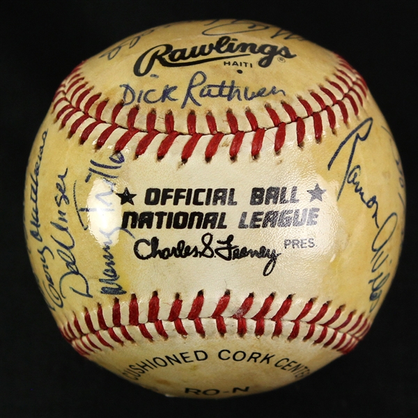 1981 Philadelphia Phillies Team Signed ONL Feeney Baseball w/ 21 Signatures Including Mike Schmidt, Steve Carlton, Pete Rose & More (JSA)