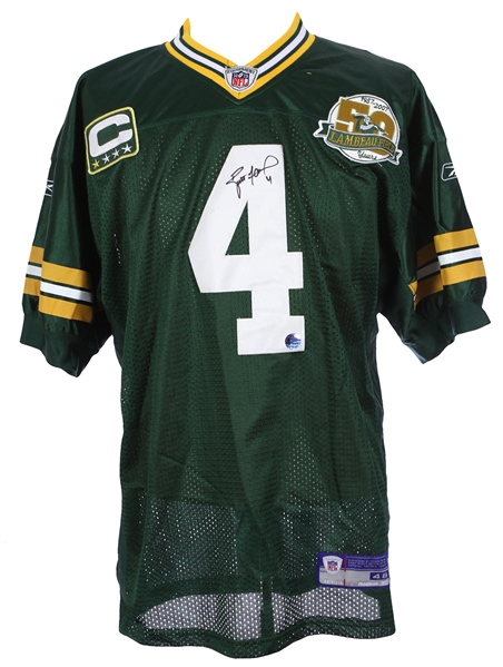 2007 Brett Favre Green Bay Packers Signed Jersey w/ Captain & Lambeau Field 50th Anniversary Patches (JSA)