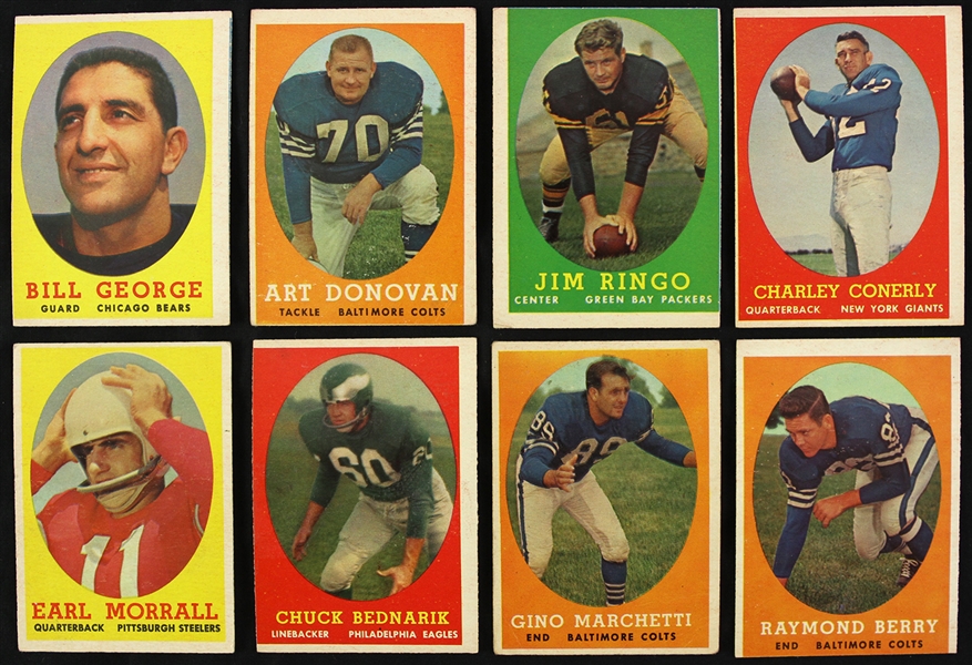 1958 Topps Football Trading Cards - Lot of 83 Cards 