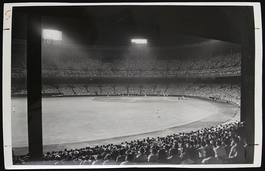 1939 (June 27) Cleveland Indians First Night Game @ Cleveland Municipal Stadium 6.5" x 10" Original Photo