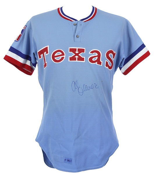 1980 Al Oliver Texas Rangers Signed Game Worn Road Jersey (MEARS LOA/JSA)